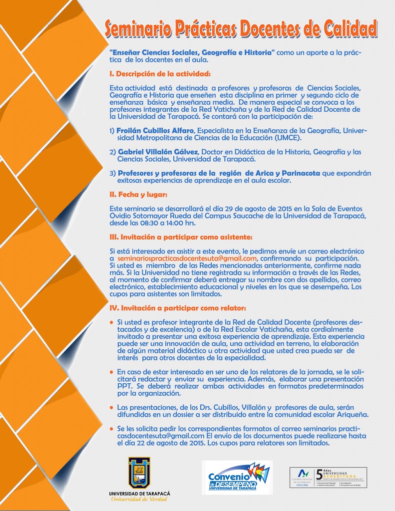 INVITACIÓN SEMINARIO ENSEÑAR CIENCIAS SOCIALES, GEOGRAFÍA E HISTORIA 2